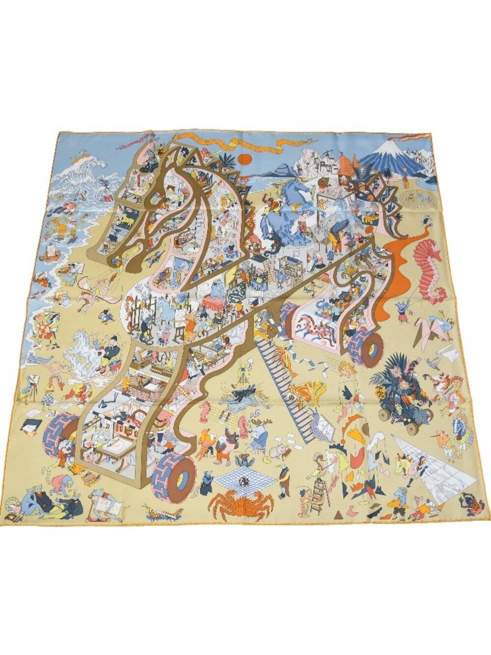 Hermes Academia Hippica 90 Silk Square Scarf Multicolor